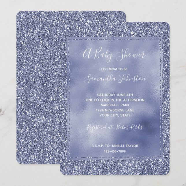 Invitation Parties scintillant de glam Lilac Glitz violet (Devant / Derrière)