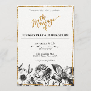 Invitation Parties scintillant de glam Noir et blanc Mariage 