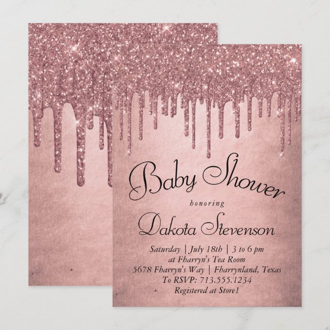 Invitation Parties scintillant de la broche à goutte | Terra  (Devant / Derrière)