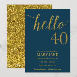 Invitation Parties scintillant de la Marine et de l'or 40e an