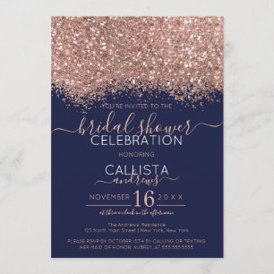 Invitation Parties scintillant de la Marine rose Confetti Fê