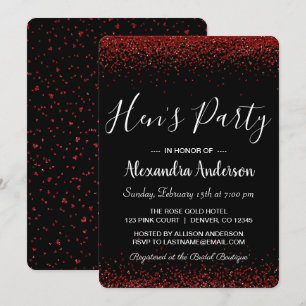 Invitation Parties scintillant de la Rose rouge Sparkle Hen