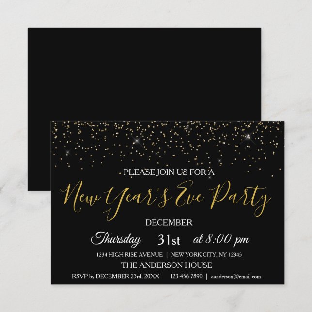 Invitation parties scintillant de la Saint-Sylvestre 2022 Écl (Devant / Derrière)