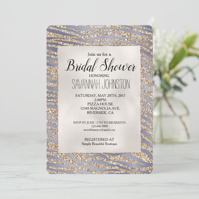 Invitation Parties scintillant de luxe Gold Purple Fête des m (Debout devant)