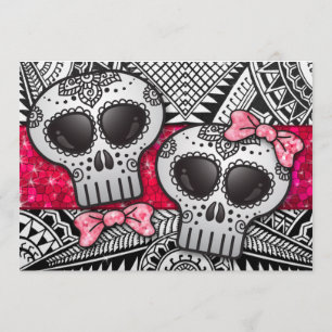 Invitation Parties scintillant de Mariage de crâne de sucre n
