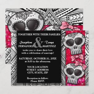Invitation Parties scintillant de Mariage de crâne de sucre n