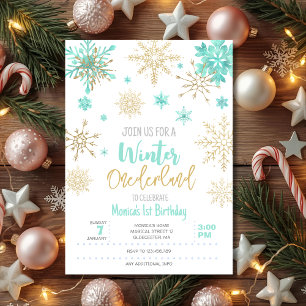 Invitation Parties scintillant de neige de l'hiver onederland
