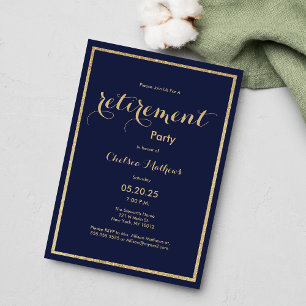 Invitation Parties scintillant de retraite classique marine b