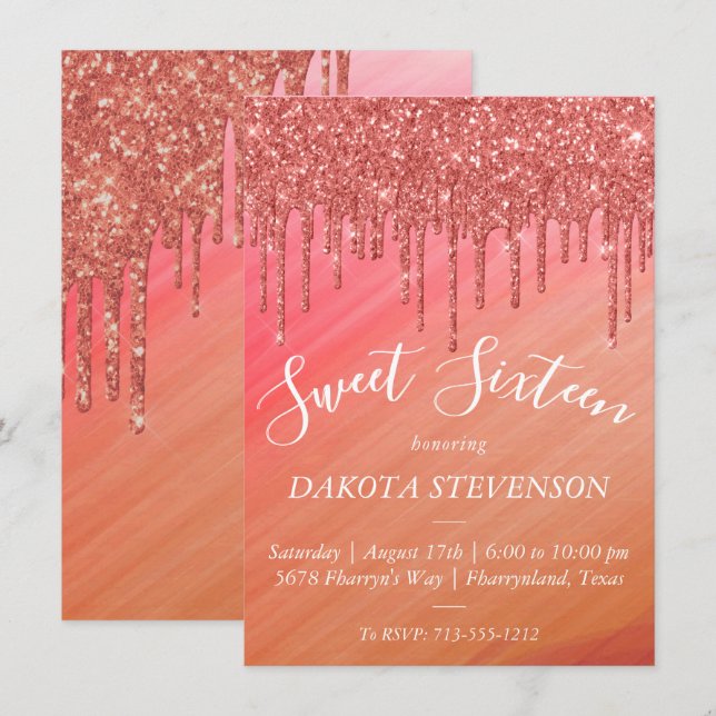 Invitation Parties scintillant de séchage | Ombre Melting Dri (Devant / Derrière)