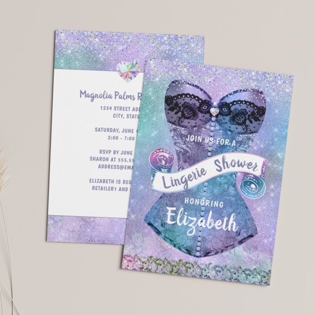 Invitation Parties scintillant Dentelle Corset Lingerie Fête  (Créateur téléchargé)