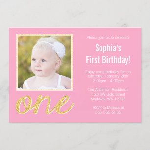 Invitation Parties scintillant des Faux d'or rose Photo 1er a