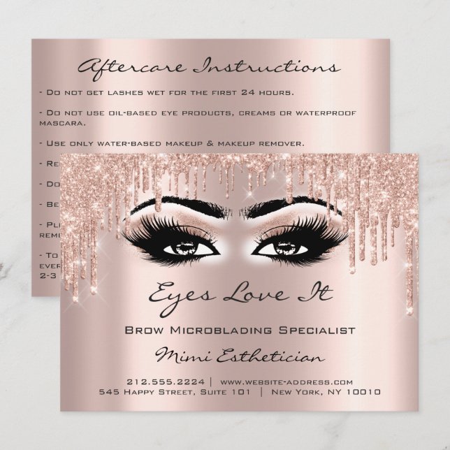 Invitation Parties scintillant des yeux d'instruction d'ensei (Devant / Derrière)
