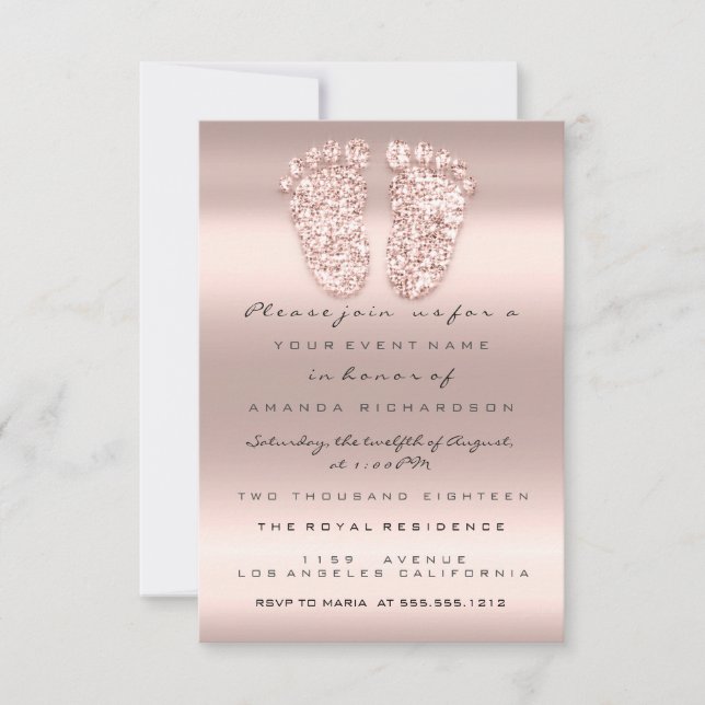 Invitation Parties scintillant d'étincelle Baby shower Pieds  (Devant)