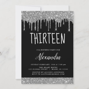 Invitation Parties scintillant d'étincelle d'argent 13e treiz
