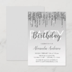 Invitation Parties scintillant d'étincelle d'argent n'importe