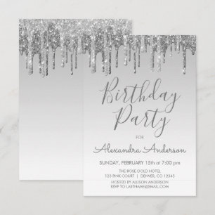 Invitation Parties scintillant d'étincelle d'argent n'importe