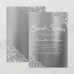 Invitation Parties scintillant d'étincelle d'argent Sweet six