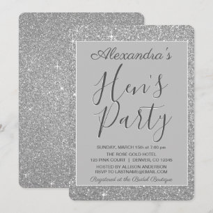 Invitation Parties scintillant d'étincelle en argent Hen's Pa