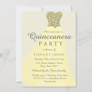 Invitation Parties scintillant d'étincelle jaune or Gown Quin