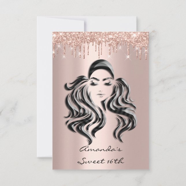 Invitation Parties scintillant d'étincelle Rose Gold Sweet 16 (Dos)