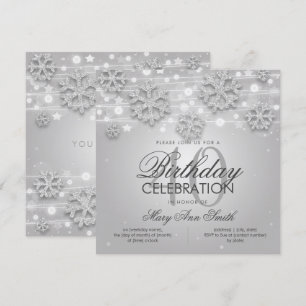 Invitation Parties scintillant d'hiver argent Glam 40e annive