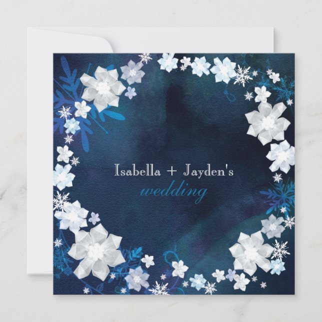 Invitation Parties scintillant d'hiver Floral Mariage de cour (Devant)