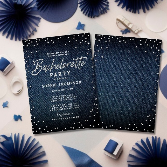 Invitation Parties scintillant Diamants Denim Élégante Bachel (Créateur téléchargé)