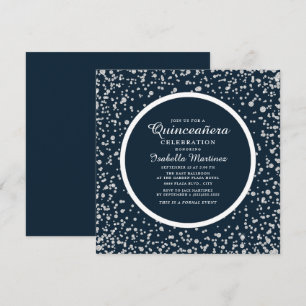 Invitation Parties scintillant Diamond en argent bleu marine 
