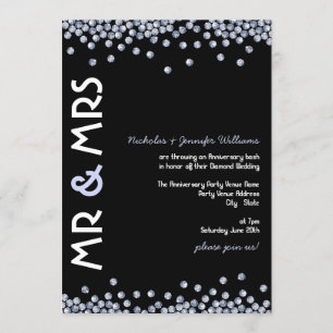 Invitation Parties scintillant Diamond Mariage Anniversaire I