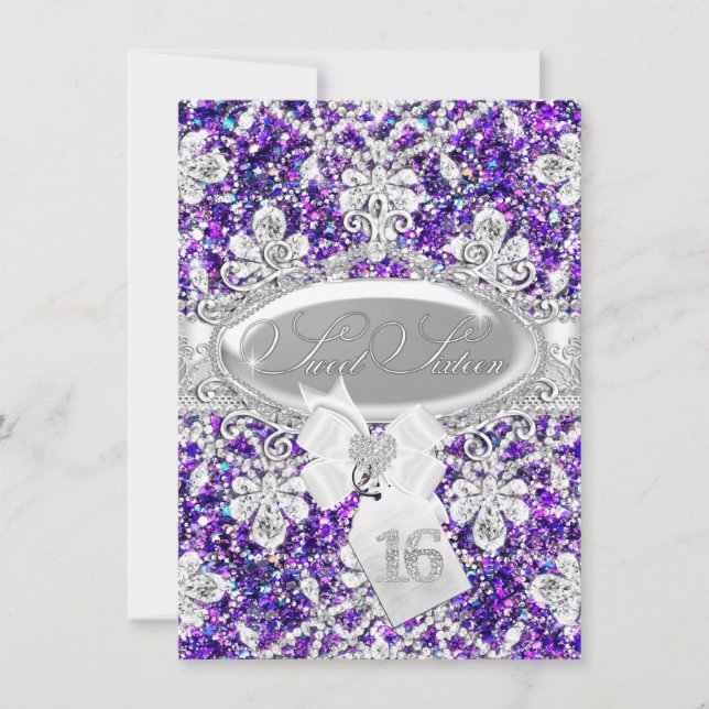 Invitation Parties scintillant Diamond violet Princess Sweet  (Devant)