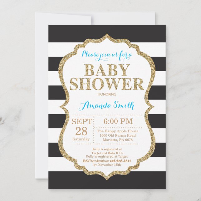 Invitation Parties scintillant d'invitation Baby shower bleu  (Devant)