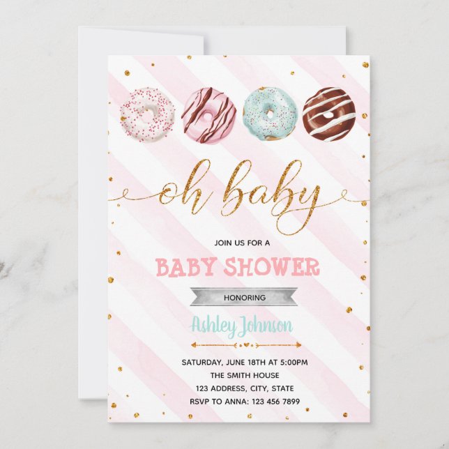 Invitation Parties scintillant donuts baby shower (Devant)