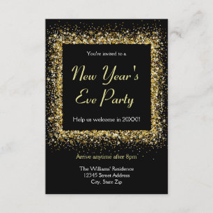 Invitation Parties scintillant d'or - 3x5 Soirée du Nouvel An