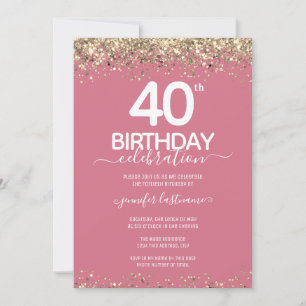 Invitation Parties scintillant d'or 40e anniversaire de fête