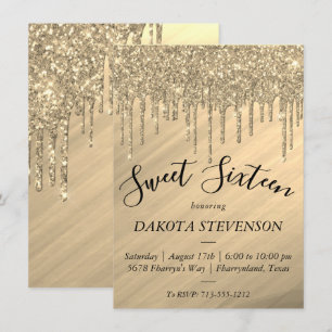 Invitation Parties scintillant d'or à couler   Elégant Sweet 