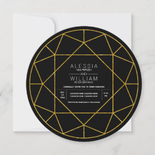 Invitation parties scintillant d'or Abstrait bijou en diamant