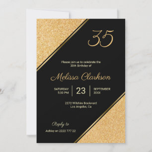 Invitation Parties scintillant d'or Anniversaire