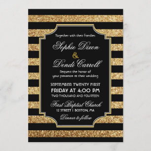 Invitation Parties scintillant d'or Art déco années 1920 Fair