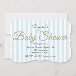 Invitation Parties scintillant d'or BABY SHOWER Bleu Invitati