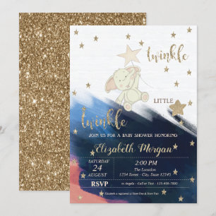 Invitation Parties scintillant d'or Baby shower Ours Twinkle 
