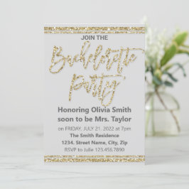Invitation Parties scintillant d'or Bachelorette Party Invita