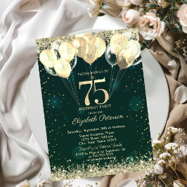Invitation Parties scintillant d'or Balloons Confetti Vert 75