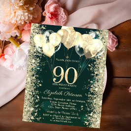 Invitation Parties scintillant d'or Balloons Confetti Vert 90