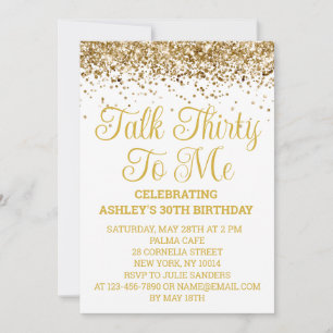 Invitation Parties scintillant d'or blanc 30e anniversaire Pa