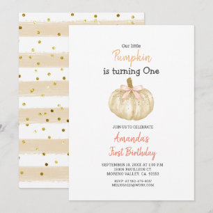 Invitation PARTIES SCINTILLANT d'or BLANC Citrouille 1er anni