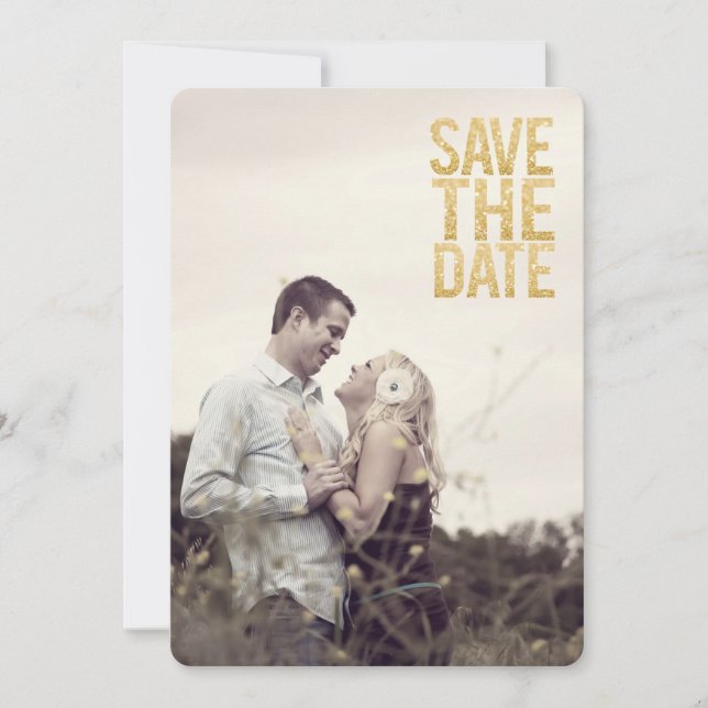 Invitation Parties scintillant d'or blanc Enregistrer la date (Devant)