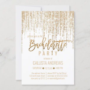 Invitation Parties scintillant d'or blanc rideau de frange Ba