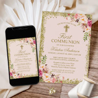 Parties scintillant d'or Blush rose Floral premièr