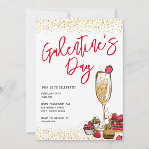 Invitation Parties scintillant d'or Champagne Galentines