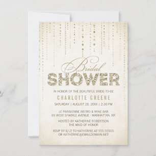 Invitation Parties scintillant d'or Champagne Look Fête des m
